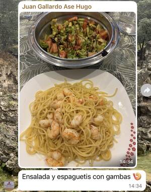 Espaguetis con gambas - comida real H+FAC